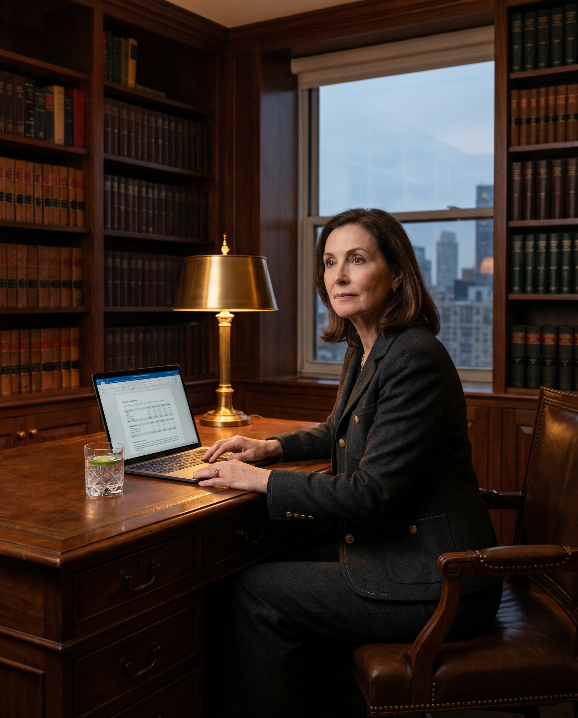 Managing partner attorney in corner office